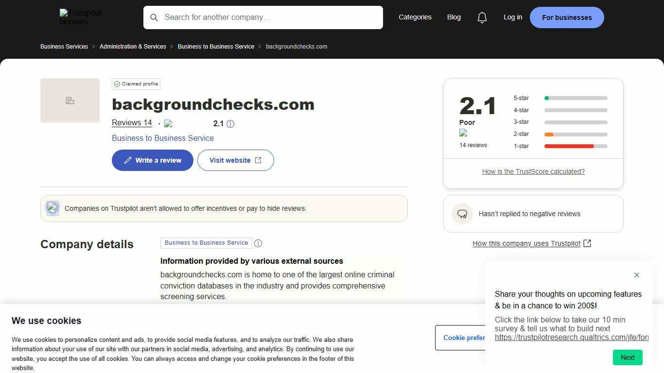 backgroundchecks.com Reviews | Read Customer Service Reviews of backgroundchecks.com